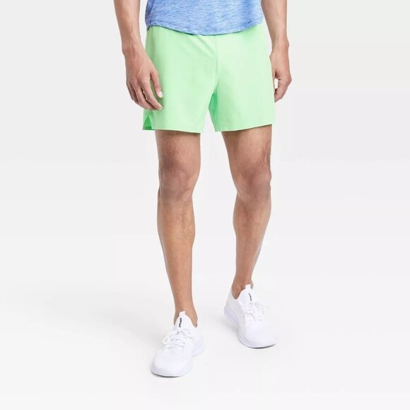 Mens 5" Candy‎ Green Lined Run Shorts Size Medium- All In Motion - Picture 1 of 2